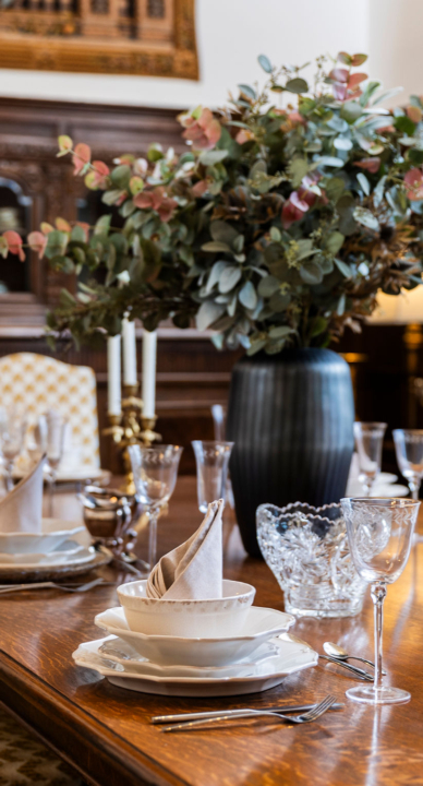 Dining table at Yarnton manor.